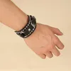 Bracelets porte-bonheur ZG Personnalité Noir Blanc Rock Spikes Rivet Chaînes Pour Femmes Hommes Gothique Punk Large Manchette En Cuir Couple Bracelet Bijoux