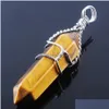 Pendant Necklaces Natural Gem Stone Beads Hexagonal Pointed Reiki Chakra Wire Wrapped Charm Jewelry Bn306 Drop Delivery Pendants Dhoam