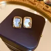 Boucles d'oreilles à tige MENGJIQIAO français Vintage coquille carrée pour les femmes frais quotidien couleur or métal boucle d'oreille Pendiente fête bijoux