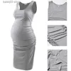 Moderskapsklänningar liu qu kvinnors moderskap ärmlösa tankklänningar casual sida ruching bodycon graviditet klänning för daglig bärning eller baby shower T230523
