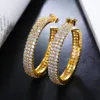 Earrings 37 mm Hoop Earring Gold/White Plated Brass Metal Micro Pave Shiny Cubic Zirconia Big Circle Hoop Earrings Jewelry