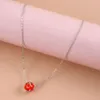 Chaînes colliers délicats pour femmes bijoux pendentif Noctilucent rouge sphère verre collier accessoire Transparent