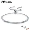 Bangle Doyubo Women's 925 srebrne bransoletki z białą/różową cyrkonią sześcienną regulowaną damą Banles AE018