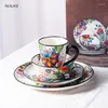 Servis uppsättningar nordisk stil keramisk middagsplatta skål kopp handmålad kreativitet bordsartar sallad kaka mjölk kaffe dekorativ