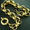 Bracelets Gold Color 11mm width Belcher Bolt Ring Link Men Women Solid Bracelet Jewllery B164