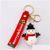 Keychains lanyards Sile Santa Claus Cartoon Kerst Keychain Hanger Bag Pol Kijk Kerstmas cadeau Drop Delivery Fashion Accessorie Dhh0h