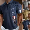 Herrpolos sommaren mäns polo skjorta kort ärm tshirt casual daglig lapel toppar tees amerikansk vintage mode t man 4 juli kläder