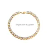 Chain Fashion Gold Sier Color Iced Out Bracelet Men Hip Hop Jewelry Uni Women Bling Rhinestones Crystal Gift Factory Price E Dhgarden Dhegv