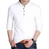 Mäns T -skjortor Män 2023 Spring Men Long Sleeve Half knappar Stand Collar Cotton Pullovers Solid Casual Tops Comfy Korea Tide Slim