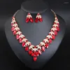 Necklace Earrings Set Elegant Charm Crystal Jewelry Bridal Wedding Rhinestone Sets For Women Chain Collar Nigeria Dubai Choker