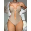 Taille Tummy Shaper Body Shapewear Deep VNeck Body Backless U Plunge Thong Shapers Trainer Femmes Clear Strap Rembourré Push Up Corset 230522