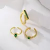 Fedi nuziali Mafisar Fashion Green Crystal Jewelry 2023 Trendy Gold Color CZ Geometric Open Ring For Women Girl Party Gift