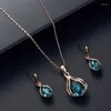 Ketting Oorbellen Set Mode Saffier Waterdruppel Royal High Sieraden Bruiloft 2023 Trend