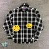 Men's Casual Shirts CPFM.XYZ Double Vision Shirt Embroidered Face Plaid Shirt Jacket T230523