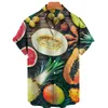 Męskie koszule Summer Hawajan Shirt 3D Fruit Print Short Turn Krótki lider plus rozmiar koszulki na plażę kwiatowe