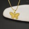 Kedjor Böhmen Söt fjäril Neckla Guldpläterad färgglad Zircon Inlay Top Quality Chain Necklace Födelsedagsmycken gåva