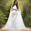 マタニティドレス2023伸縮性の長いレースマタニティドレス女性写真白い妊婦ベビーシャワー妊娠写真撮影ドレスガウンT230523
