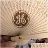 Party Favor Fans de mariage personnalisés Ventilateur à main pliant en bois de santal Logo personnalisé Drop Delivery Home Garden Fournitures de fête Event Dh4Rp