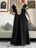 Ethnic Clothing 2023 Arrival African Embroidery Black Kaftan Soft Dress With Scarf Islam Women Muslim Long Lady Clothes Abaya