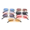 Vente en gros de mode hommes lunettes de soleil superclear femmes lunettes de soleil sans monture lunettes carrées style de personnalité mélanger les couleurs