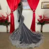 Sparkly Mermaid Prom Dress For Black Girls Sequined Beads Crystal Ruffle Formal Party Sexy Evening Gown Luxury Robe De Bal