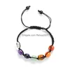 Perlé Naturel Cristal Pierre Bracelet Brins Couleur Chakra Pierres Mode Bracelets Tressés Palm Reiki Guérison Yoga Puissance Gem Drop D Dhl3N