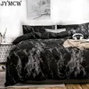 Sängkläder sätter modern marmor tryckt fjäderkudde kuddtäcke täcke sovrum sängkläder set enkla dubbelkamlar king size säng inga lakan 230522