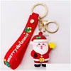 Keychains lanyards Sile Santa Claus Cartoon Kerst Keychain Hanger Bag Pol Kijk Kerstmas cadeau Drop Delivery Fashion Accessorie Dhh0h