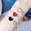 Marque de luxe Cinq Rouge Noir Coeur Malachite Bracelets Femmes Blanc Perle Shell Bracelet Pour Femmes Plaqué Or Transparent Diamant Bijoux Charme Cercle Chaîne Bracelet