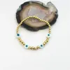 Bracelets 10pcs/lot Colorful Evild Eye Glazed Glass Bead Bracelet Gold Plated Copper Bead bracelet Handcraft Jewelry Wholesale