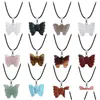 Colares pendentes Colar Butterfly Colar Butterfly Colar Hand esculpido em pedras preciosas de pedras de gemas Acessórios de moda de moda WHIT CHAINS DROP DE DHHBG