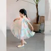 女の子のドレスガールズドレス夏のファッションベビーショットスカートのflountes子供のメッシュプリンセスパーティーキッズ服3-8y