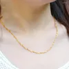 Ketten Massive 24-Karat-Gelbgold-Halskette, Wasserwellenkette für Damen, 4,41 g