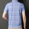 Camisetas masculinas 2023outdoors camisa pólo tampos de manga curta xadrez xadrez para o verão 95% poliéster retrô vintage moda casual masculino para cima
