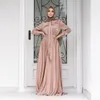 Ubranie etniczne Turkish Abaya dla kobiet Dubai długa sukienka Islam Arabska muzułmańska moda duża swing satyna bez hidżabu marokańska kaftan kaftan