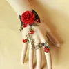 Pulseiras de charme pulseira gótica retro-rose com anel de dedo jóias de renda de casamento doce