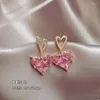 Boucles d'oreilles pendantes créatives en forme de coeur rose cristal amour pour les femmes tempérament bijoux de mariée cadeaux en gros Pendientes Mujer