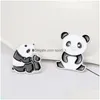 Pins Brooches Cartoon Panda Brooch Badge Cute Oil Drip Alloy Fashion Accessories Drop Delivery Jewelry Dh76G