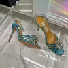 aquazzura ultimi sandali firmati per donna tacchi raso moda sexy donne abito da sposa scarpe cristallo strass impreziosito tacco a spillo cinturino alla caviglia sandalo