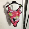 Vintage bedrukte vrouwen Swimwear Design One Piece Swimsuits Sexy Gevoerde Bikini Bodysuit Pool Party Bathing Suit