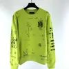 Designerkleidung Herren Sweatshirts Amires Am Hoodies Amies High Street Brandneuer Graffiti-Buchstabendruck Fluoreszierendes Grün Vielseitige Mode