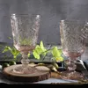 European Style Embossed Wine Glass Stained Glass Beer Goblet Vintage Wine Glasses Water Juice Drinking Cup Drinkware for Party Wedding 270ml