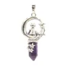 Pendant Necklaces Crystal Hexagram Star Moon Cat Pillar Charms Pendants Natural Stone Amethyst Rose Quartz Pointed Reiki Chakra Dang Dh4Tx