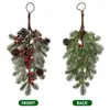 Decorative Flowers 1pc Christmas Pine Cones Swag Hanging Wall Decoration Front Door Teardrop Red Berries Pendant