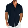 Camicie casual da uomo Camicia da bavero a maniche corte tinta unita estiva da uomo Top slim stile street