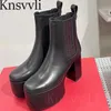 Boots New 10 cm High Heels Ankle Boots Women Genuine Leather Platform Shoes Women Thick Sole Chunky Heels Runway Short Boots Woman X230523