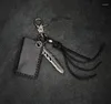 Keychains Vintage Leather Metal Diy Men Keychain Keyring Tassel Sieraden Accessoires Bag Charm Porte Clef Gift -items voor vriend