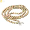 Bangle Csja Natural Gem Stone 108 Pärlor Multilayer Wrap Armelets Mala Meditation Tree of Life Charm för kvinnor Män läkande smycken G763