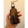 Bottiglie di stoccaggio 8 once grandi dispenser di sapone liquido da 250 ml con pompa in acciaio inossidabile per oli essenziali lozioni fatte in casa shampoo vetro ambrato