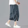 Pantaloni da uomo Harem tinta unita da uomo in seta ghiacciata con chiusura a bottoni per jeans elasticizzati da uomo casual e natalizi